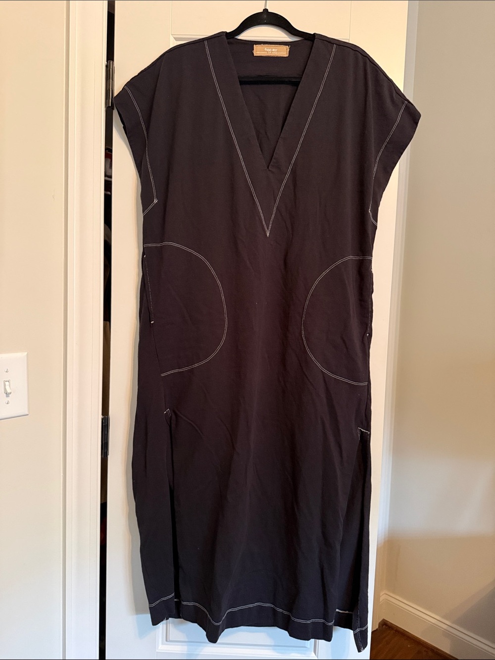 Free People Black Maxi Dress with Contrast Stitching